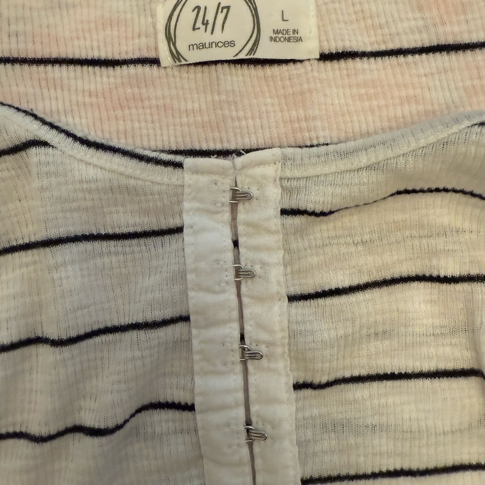 Maurices Black and White Striped Tank Top with Hook closures - Picture 2 of 2